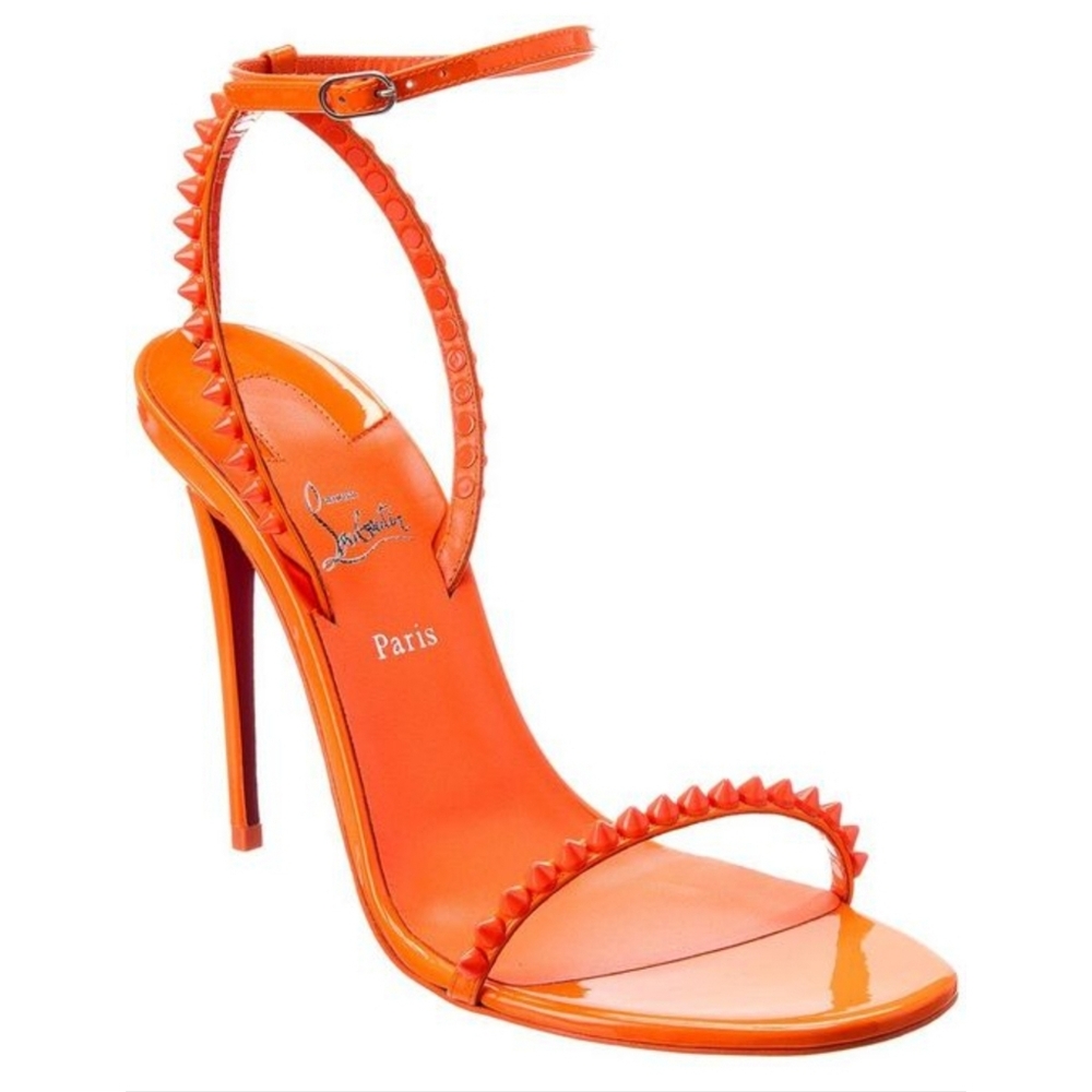 Christian Louboutin So Me Studded Ankle Strap Sandal (Women)FLUO ORANGE, Size 9